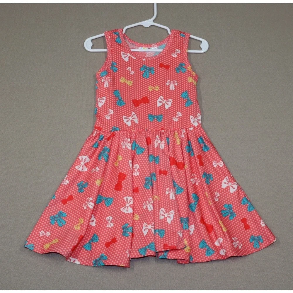 Dot Dot Smile Little Girls Tank Dress - Pink Bows and Polka‎ Dots - Size 2T